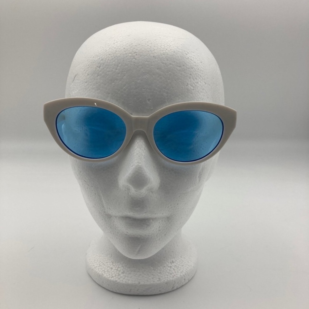 White Sunglasses with Blue Lenses